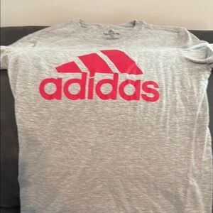 Adidas Gray and Red Short Sleeve Tee